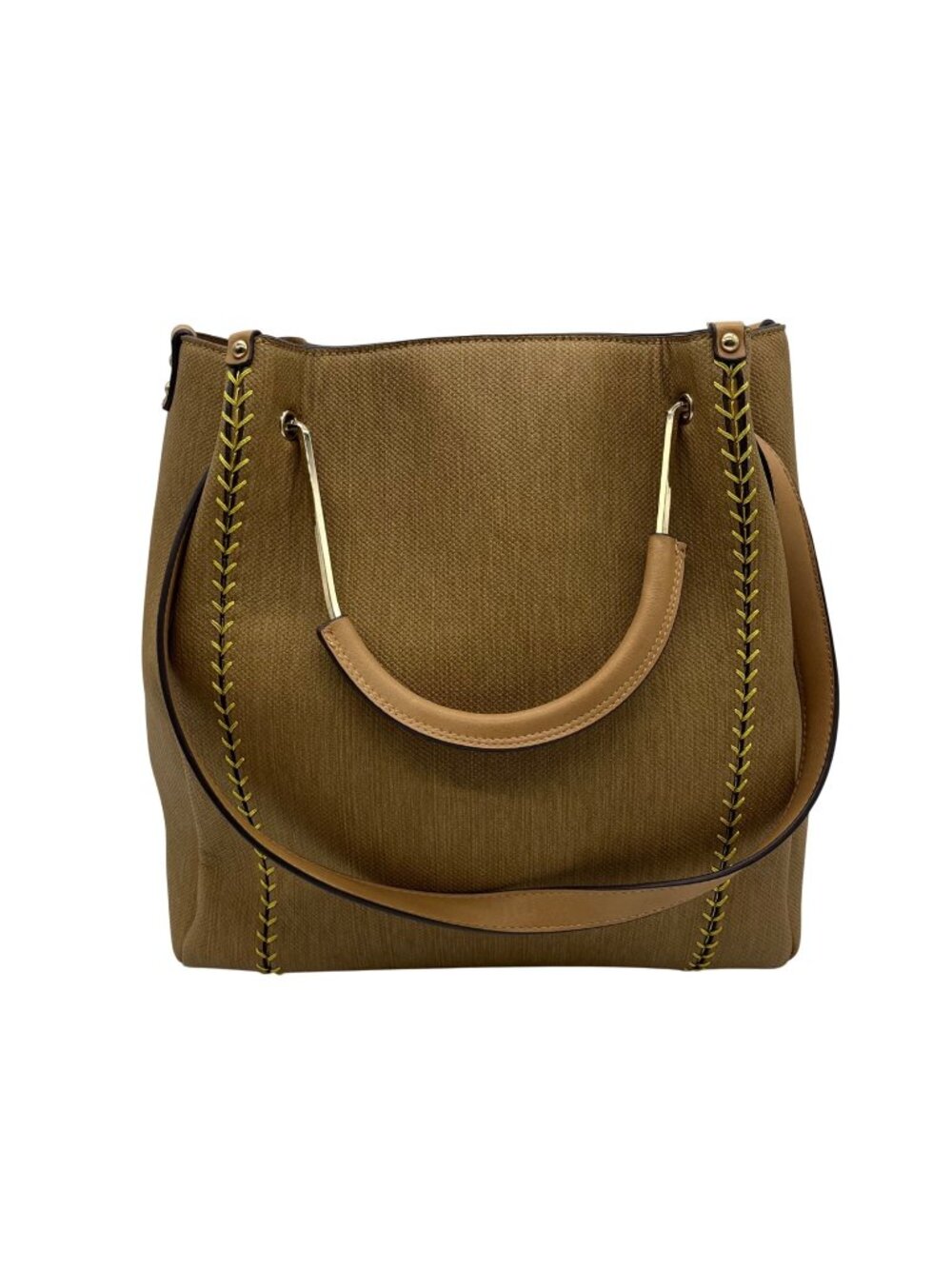 Sondra Roberts Light Brown Faux Leather Tote Bag